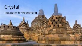  Presentation with borobudur temple - Audience pleasing theme consisting of borobudur buddist temple in island backdrop and a  colored foreground