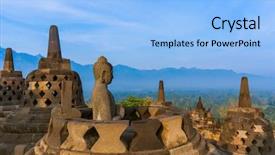  Presentation with java island - Slide deck enhanced with borobudur buddist temple in island background and a  colored foreground
