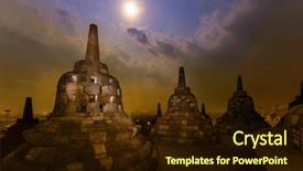  Presentation with java island - Slide deck with borobudur buddist temple in island background and a  colored foreground