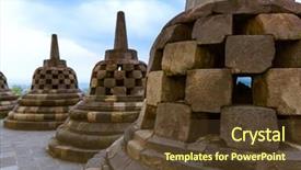  Presentation with java island - PPT theme featuring borobudur buddist temple in island background and a  colored foreground