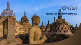  Presentation with borobudur temple - Theme having borobudur buddist temple in island background and a  colored foreground