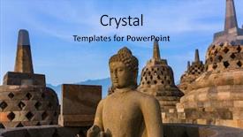  Presentation with borobudur temple - Presentation theme enhanced with borobudur buddist temple in island background and a  colored foreground