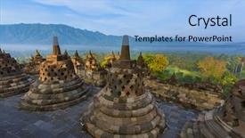  Presentation with java island - PPT theme having borobudur buddist temple in island background and a light blue colored foreground