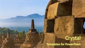  Presentation with borobudur temple - Beautiful slide set featuring borobudur buddist temple in island backdrop and a  colored foreground