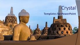  Presentation with borobudur temple - Cool new PPT theme with borobudur buddist temple in island backdrop and a sky blue colored foreground