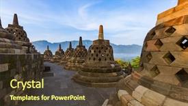  Presentation with borobudur temple - Cool new slides with borobudur buddist temple in island backdrop and a tawny brown colored foreground