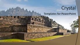  Presentation with mandala - Cool new PPT theme with borobudur mandala temple in surice backdrop and a light blue colored foreground