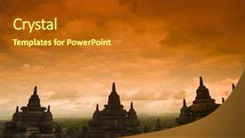  Presentation with borobudur temple - Amazing PPT theme having borobudur ruins at yogyakarta central backdrop and a tawny brown colored foreground