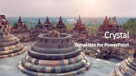  Presentation with borobudur temple - PPT theme with borobudur temple at sunrise java background and a tawny brown colored foreground