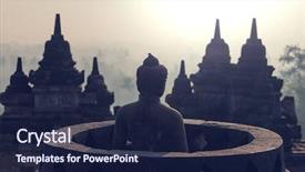  Presentation with borobudur temple - Beautiful presentation theme featuring borobudur temple java indonesia backdrop and a navy blue colored foreground