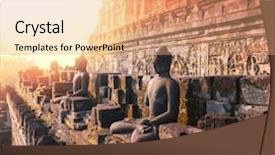  Presentation with borobudur temple - PPT theme with borobudur temple java indonesia background and a coral colored foreground