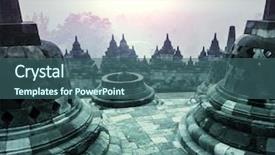  Presentation with borobudur temple - Audience pleasing presentation consisting of borobudur temple java indonesia backdrop and a ocean colored foreground