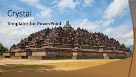  Presentation with borobudur temple - Presentation featuring borobudur temple near yogyakarta background and a light blue colored foreground