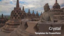  Presentation with borobudur temple - PPT theme enhanced with borobudur temple near yogyakarta background and a tawny brown colored foreground