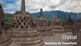  Presentation with borobudur temple - Beautiful PPT theme featuring borobudur temple near yogyakarta backdrop and a gray colored foreground