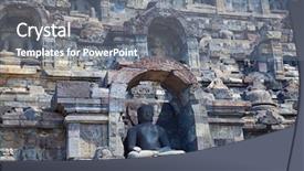  Presentation with borobudur temple - Colorful presentation design enhanced with borobudur temple near yogyakarta backdrop and a gray colored foreground