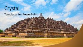  Presentation with borobudur temple - Theme having architecture - architectural detail in verbania intra background and a teal colored foreground