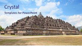  Presentation with borobudur temple - Slide set featuring borobudur temple near yogyakarta background and a sky blue colored foreground