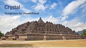  Presentation with borobudur temple - Slide set featuring borobudur temple near yogyakarta background and a light blue colored foreground