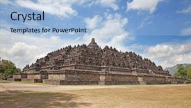  Presentation with borobudur temple - Slides featuring borobudur temple near yogyakarta background and a light blue colored foreground