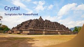  Presentation with borobudur temple - Audience pleasing presentation consisting of borobudur temple near yogyakarta backdrop and a sky blue colored foreground