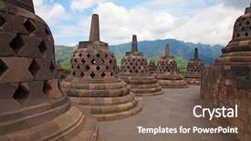  Presentation with borobudur temple - Beautiful presentation featuring borobudur temple near yogyakarta backdrop and a violet colored foreground