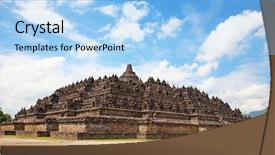  Presentation with borobudur temple - Theme consisting of borobudur temple near yogyakarta background and a light blue colored foreground