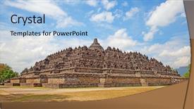  Presentation with borobudur temple - Slides with borobudur temple near yogyakarta background and a light blue colored foreground