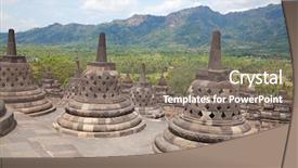  Presentation with borobudur temple - Amazing PPT layouts having borobudur temple near yogyakarta backdrop and a gray colored foreground