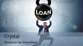  Presentation with borrowing - Presentation theme enhanced with borrow - business concept of debt background and a teal colored foreground