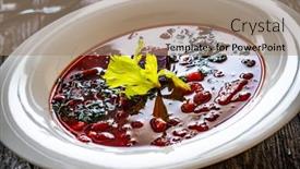  Presentation with soup - Presentation with borsch-beetroots-soup-on-wooden background and a coral colored foreground