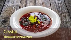  Presentation with soup - Presentation featuring borsch-beetroots-soup-on-wooden background and a tawny brown colored foreground