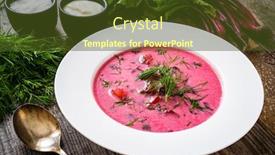  Presentation with soup - Amazing slide set having borsch-beetroots-soup-with-cream backdrop and a tawny brown colored foreground