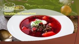  Presentation with soup - Presentation theme featuring borsch-beetroots-soup-with-cream background and a tawny brown colored foreground