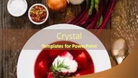  Presentation with soup - Slide set enhanced with borsch-beetroots-soup-with-cream background and a tawny brown colored foreground