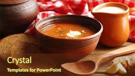  Presentation with beetroot - Amazing PPT theme having borscht in bowl and pot backdrop and a  colored foreground