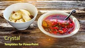  Presentation with soup - PPT theme consisting of borscht-soup-with-ribs background and a tawny brown colored foreground