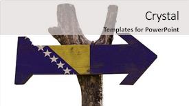  Presentation with blue aged wood sign - Slide deck consisting of bosnia and herzegovina wooden sign background and a  colored foreground