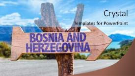  Presentation with highway road sign - Slide deck featuring bosnia and herzegovina wooden sign background and a  colored foreground
