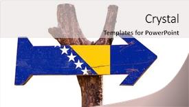  Presentation with blue aged wood sign - Slides with bosnia and herzegovina wooden sign background and a  colored foreground