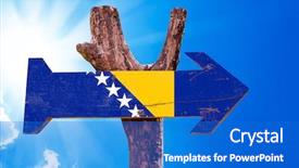  Presentation with wooden cross against the sky - Theme with bosnia and herzegovina wooden sign background and a  colored foreground