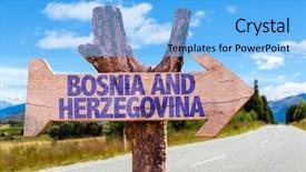  Presentation with highway road sign - Cool new slides with bosnia and herzegovina wooden sign backdrop and a  colored foreground