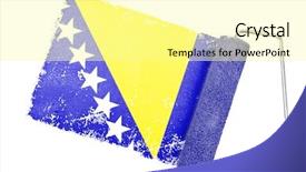  Presentation with paint roller - PPT theme featuring bosnia national flag against gray paint with roller background and a blonde colored foreground