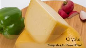  Presentation with container - Presentation design having bosnian-traditional-cheese-served background and a gold colored foreground