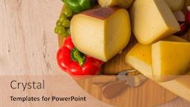  Presentation with container - Slides having bosnian-traditional-cheese-served background and a coral colored foreground