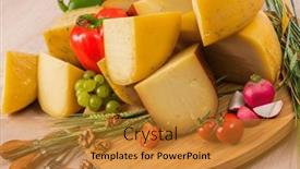  Presentation with container - Slide set with bosnian-traditional-cheese-served background and a gold colored foreground