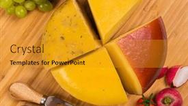  Presentation with container - Presentation design with bosnian-traditional-cheese-served background and a gold colored foreground