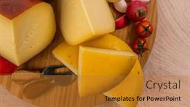  Presentation with container - Presentation theme featuring bosnian-traditional-cheese-served background and a gold colored foreground