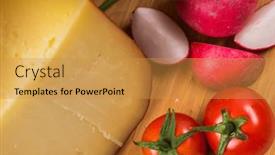  Presentation with container - Presentation design enhanced with bosnian-traditional-cheese-served background and a gold colored foreground