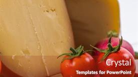  Presentation with container - Slide deck having bosnian-traditional-cheese-served background and a crimson colored foreground